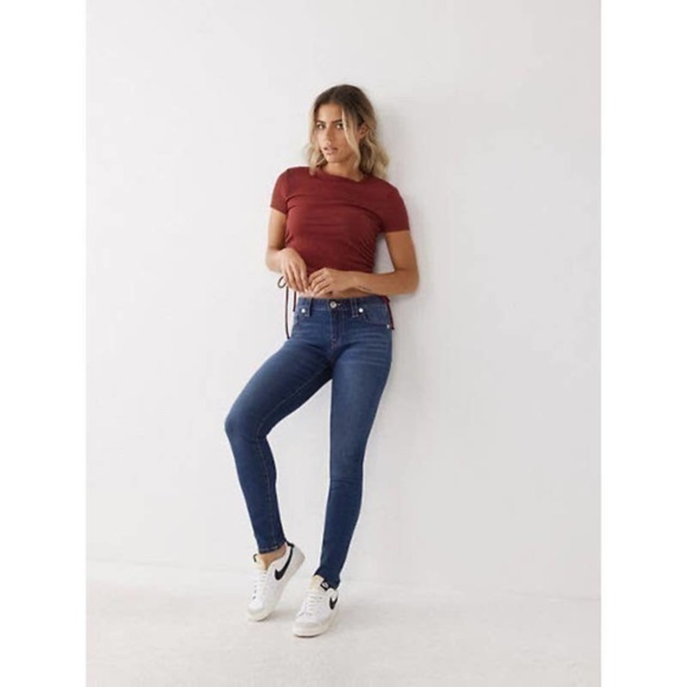 True Religion halle mid rise super skinny women's denim blue jeans size 29